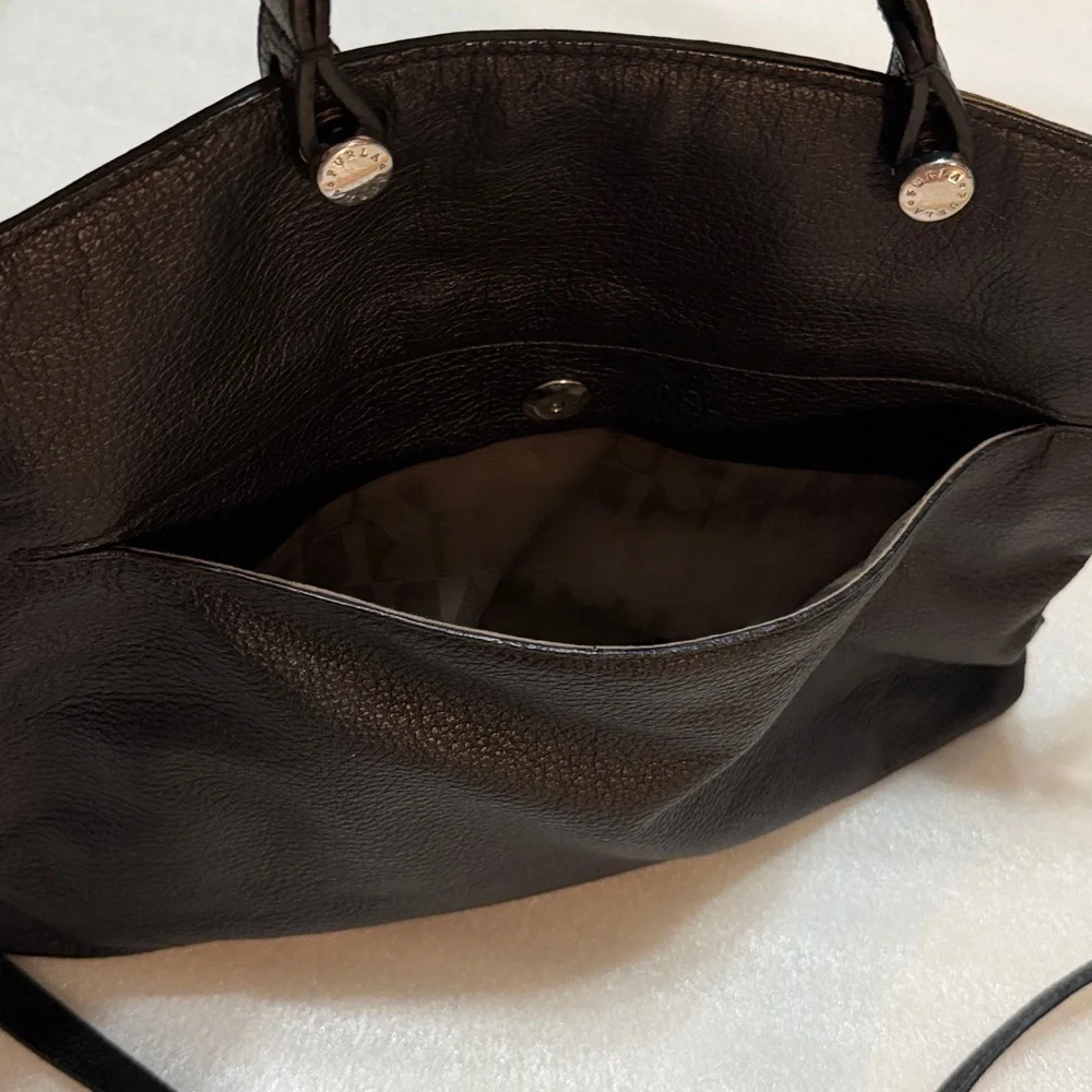 Furla Piper Dome Black Leather Shoulder Bag Top Handle